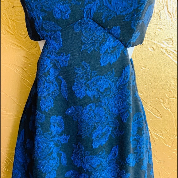 Vintage Blue/Black Cut Out Skater Dress - Picture 2 of 7